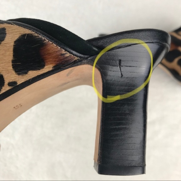 Cole Haan Calf Hair Mules Heels Leopard Print 8 - Picture 8 of 8